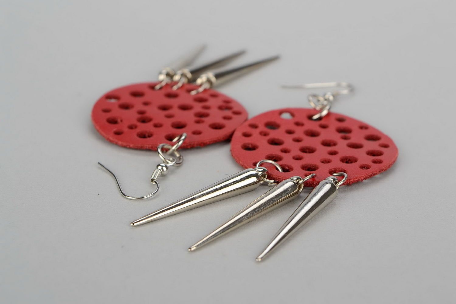 Beautiful earrings made ​​of leather photo 1