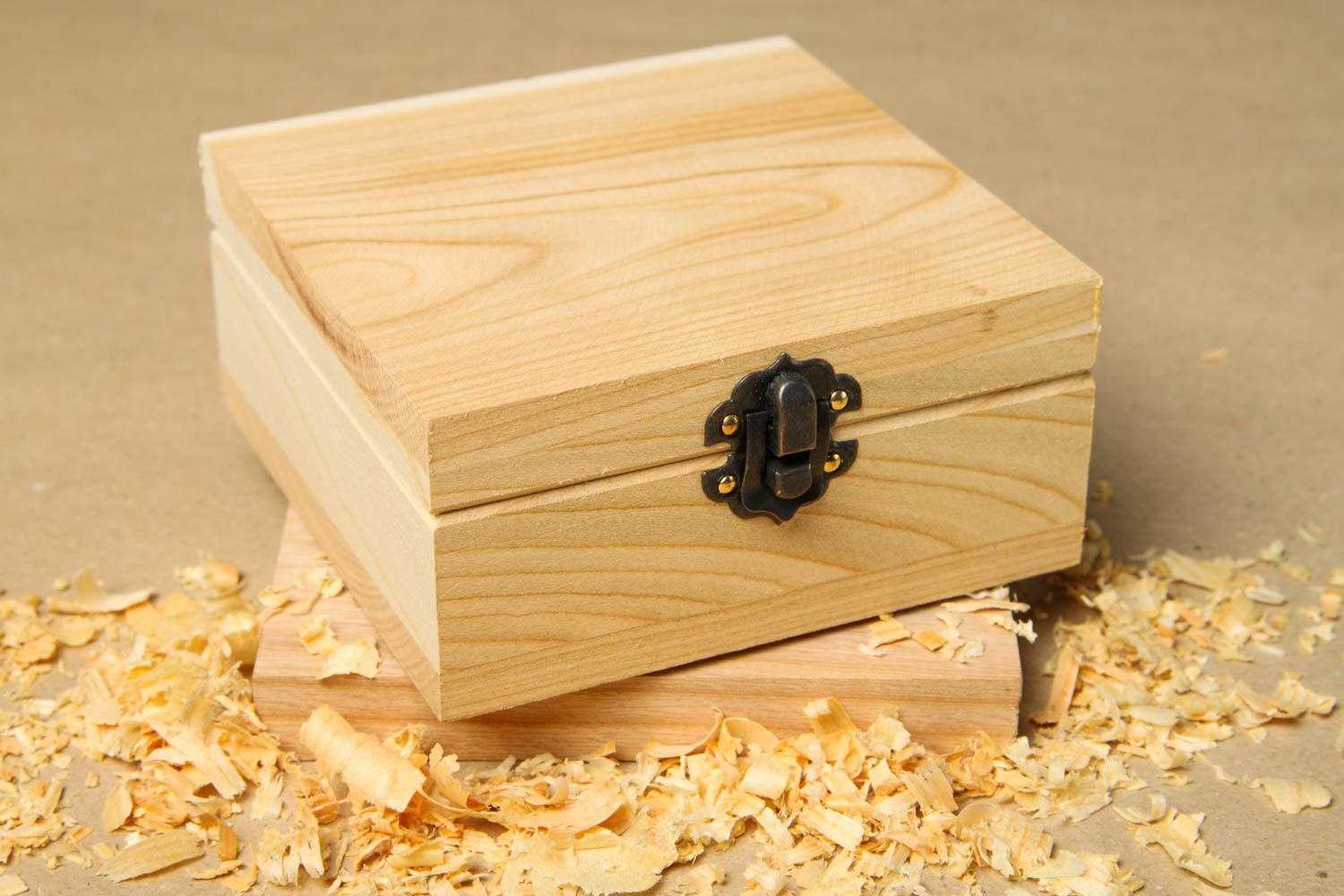Handmade Holz Schatulle für Schmuck Holzschatulle zum Bemalen Holz Rohling foto 1