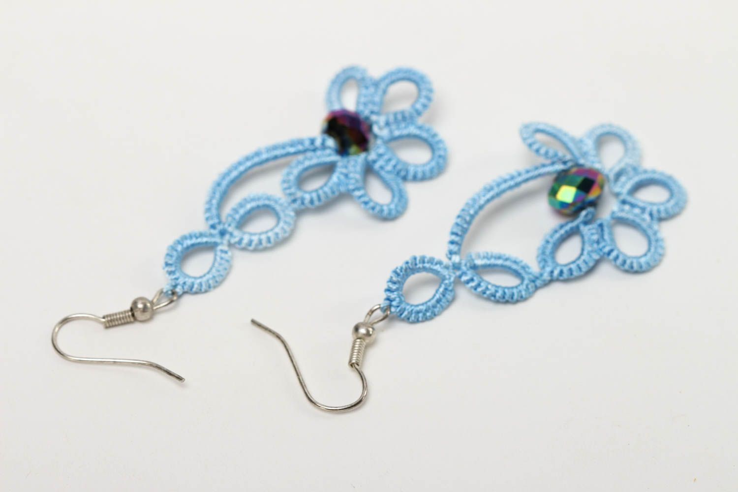 Stylish handmade tatting earrings unusual woven earrings beautiful jewellery photo 4