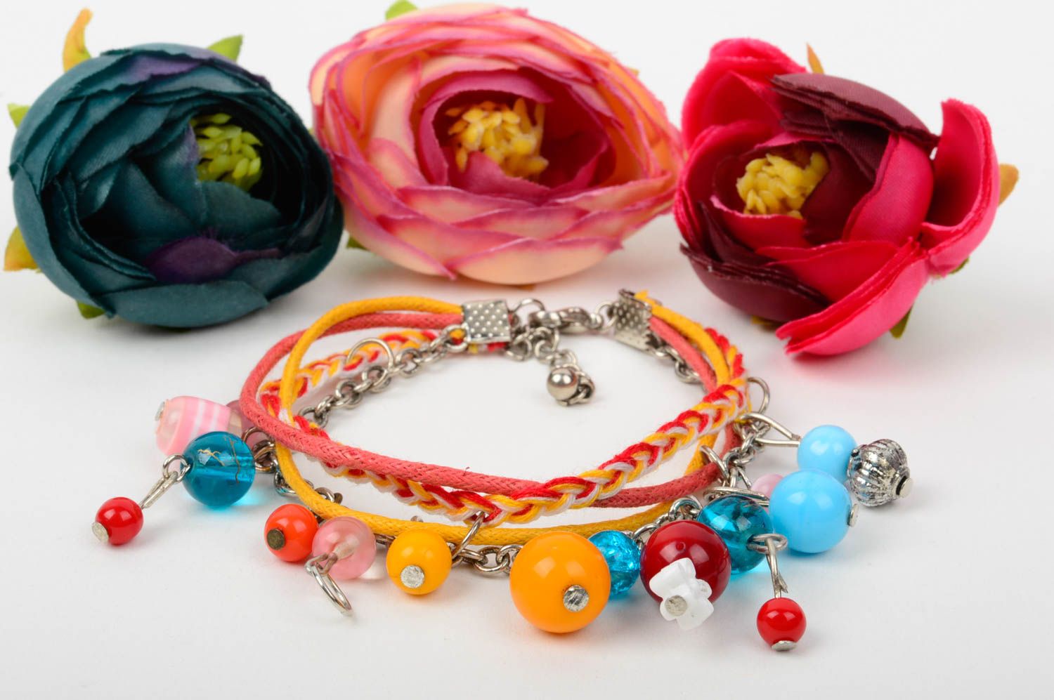 Bracelet multirang Bijou fait main perles fantaisie multicolore Accessoire fille photo 1