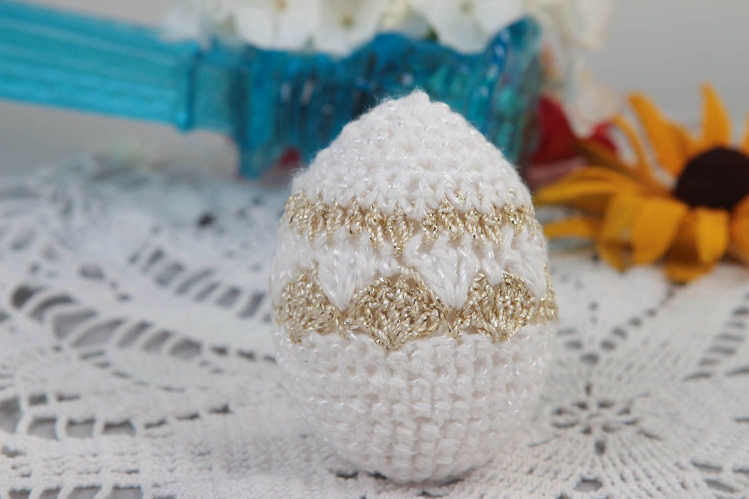 Пасхальное яйцо ручной работы украшение на Пасху пасхальный декор светлое фото 1
