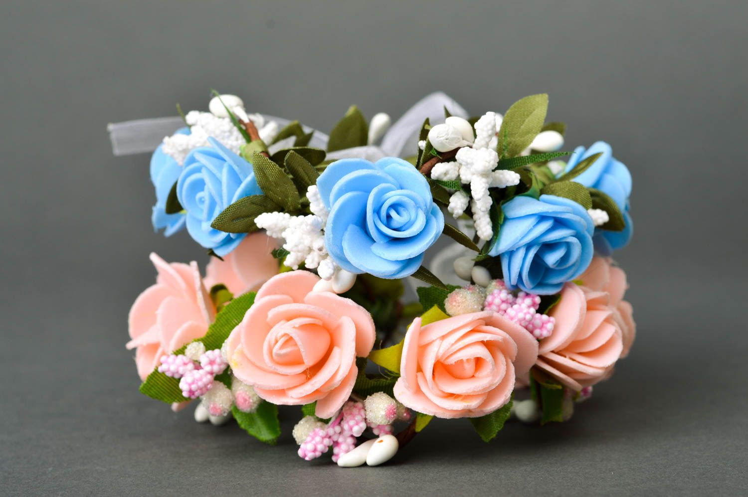 Bracelets fleurs en foamiran Bijoux faits main 2 pièces Cadeau pour femme photo 3