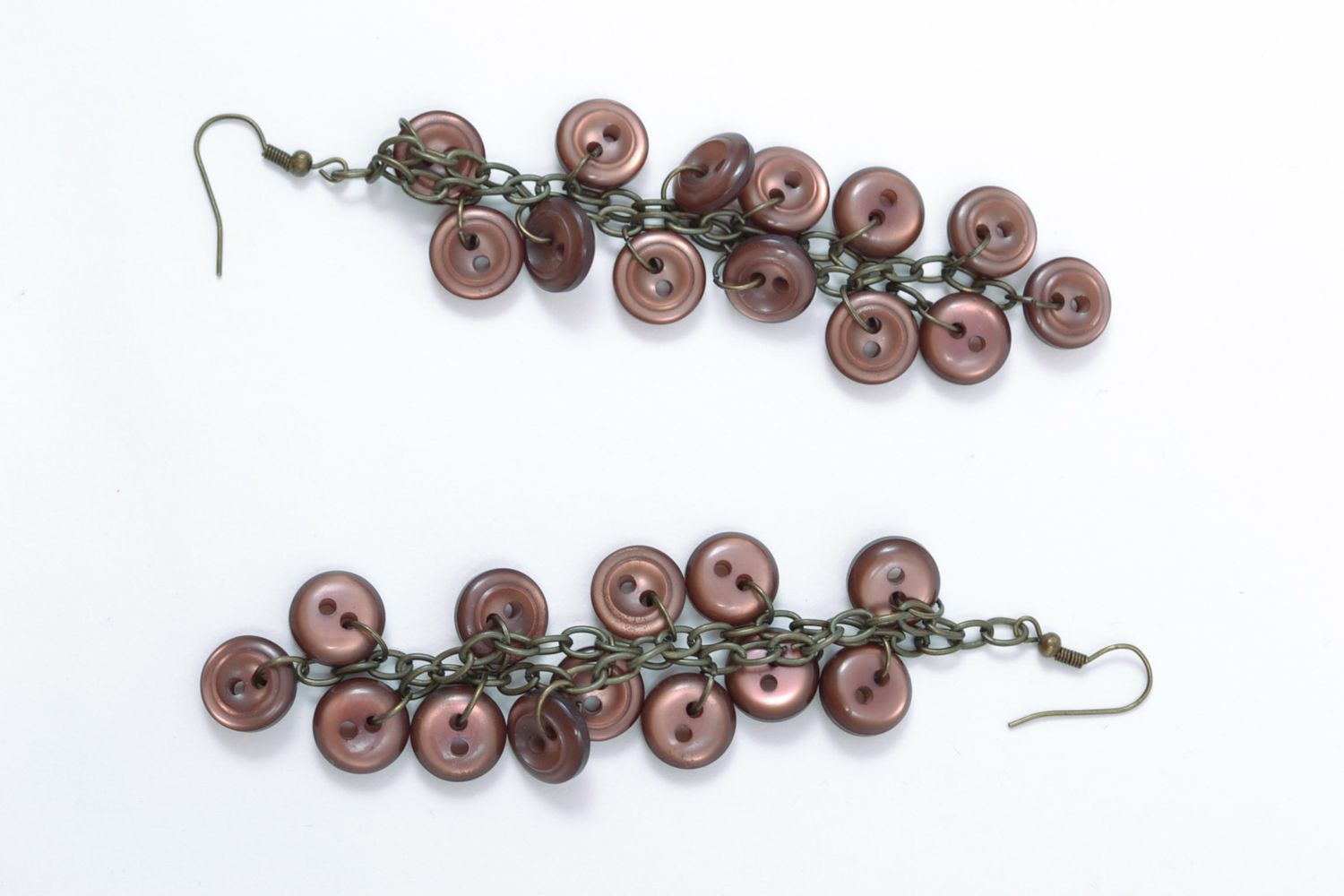 Boucles d'oreilles artisanales pendantes avec boutons faites main cadeau photo 5