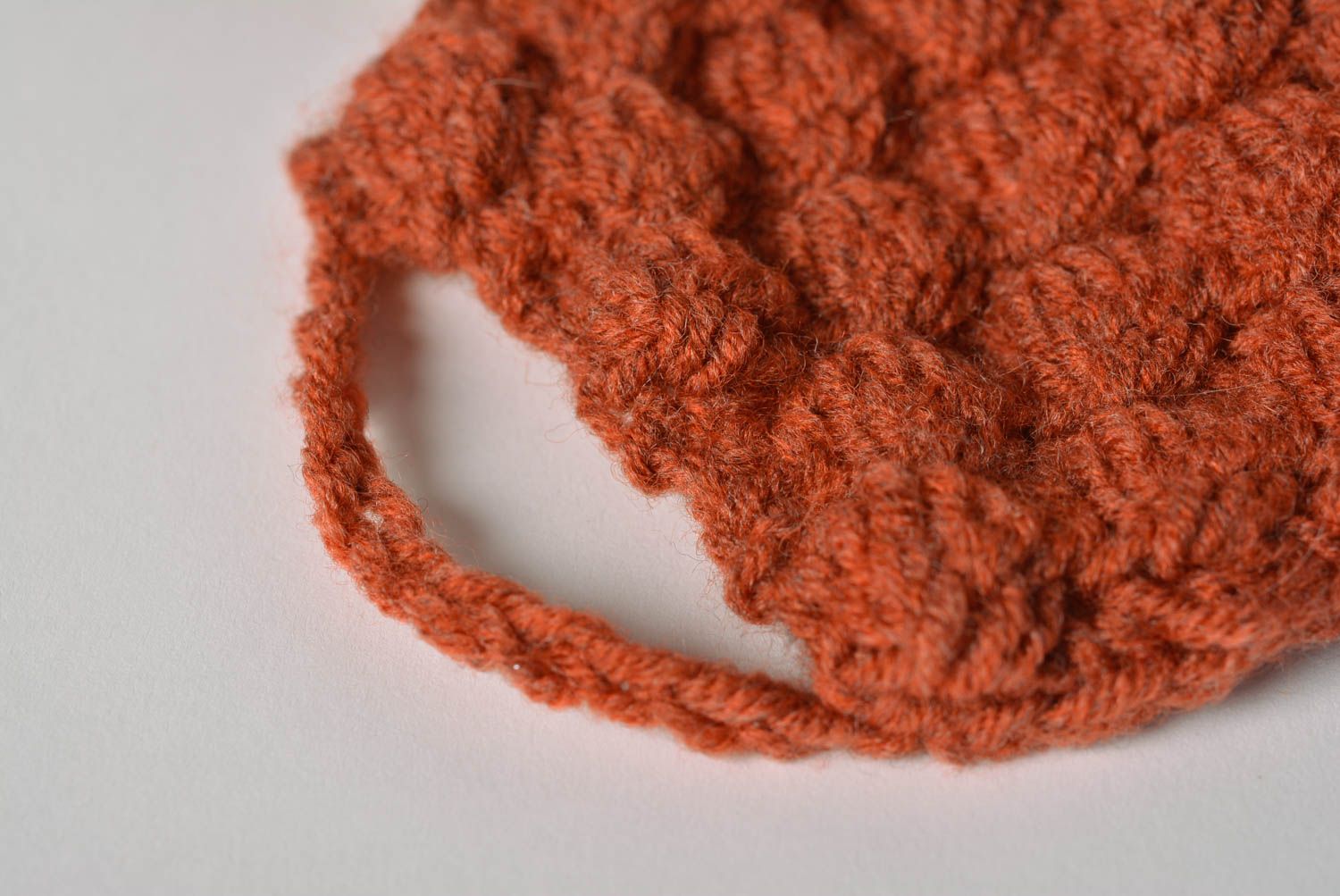 Unusual handmade crochet wool mask beard of brown color funny gift for men photo 5