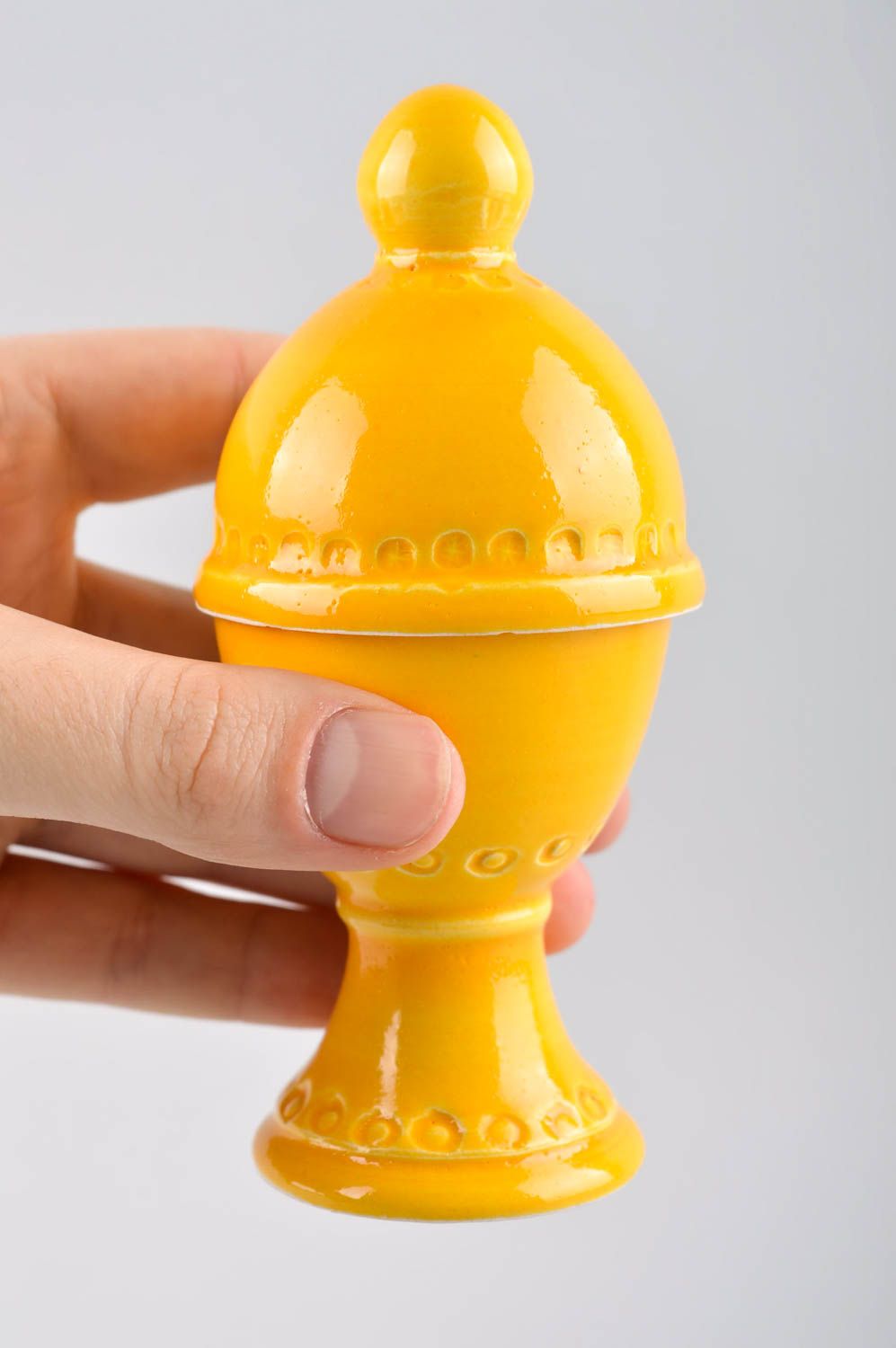 Soporte para huevo hecho a mano vajilla de barro amarilla regalo personalizado foto 5