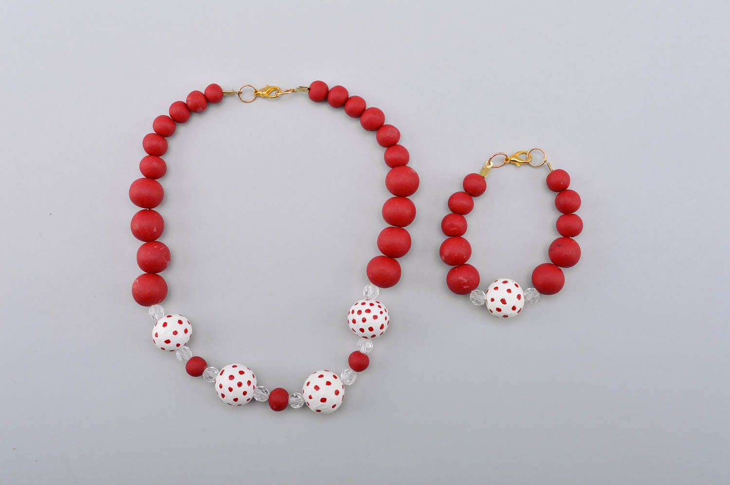 Set of handmade jewelry plastic jewelry polymer clay necklace and bracelet photo 3