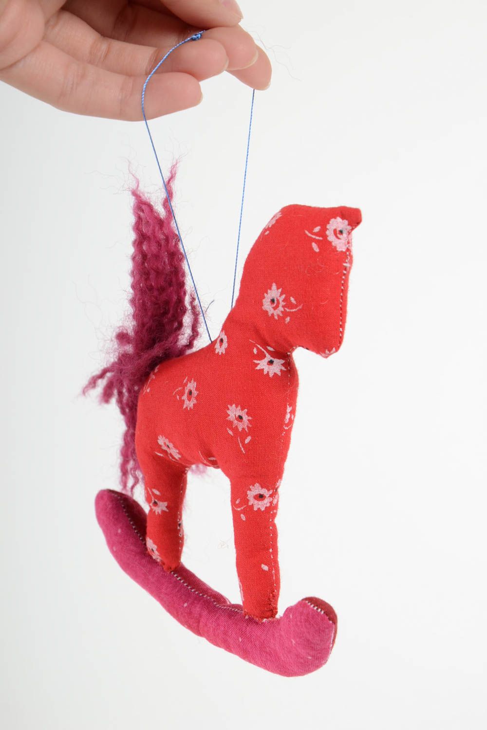 Handmade Stoff Pferd Deko zum Aufhängen Designer Geschenk rot lustig schön foto 2