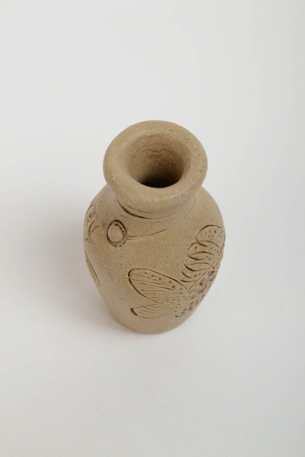 Декоративный кувшин ручной работы из глины с рисунком миниатюрный красивый фото 5