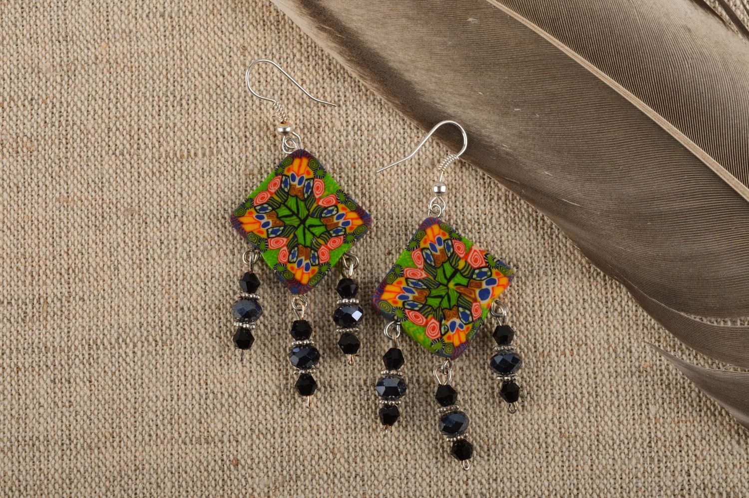 Handmade ceramic jewelry stylish designer earrings elegant earrings gift photo 1