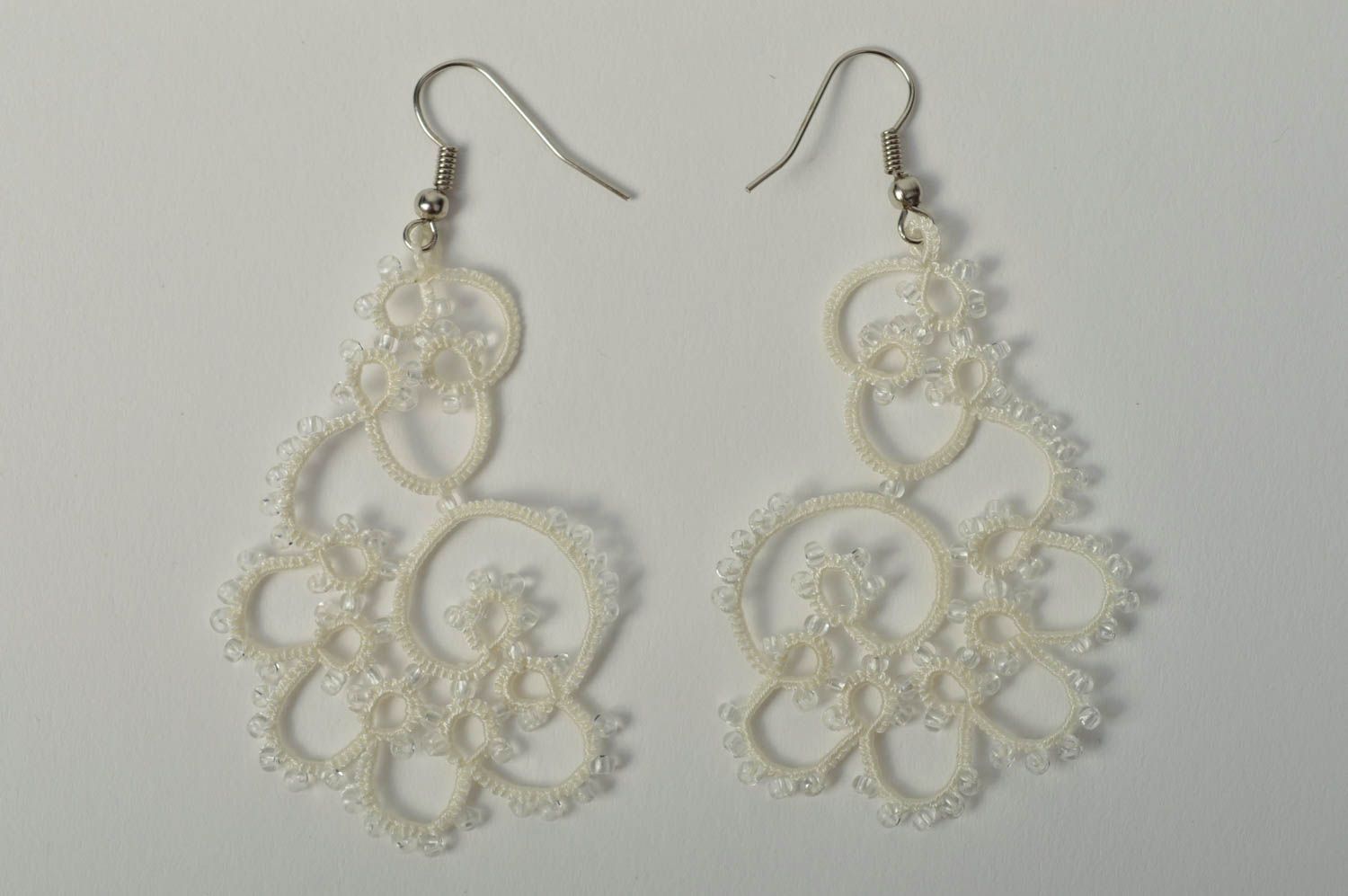 Handmade woven lace earrings artisan jewelry designs beautiful jewellery photo 3