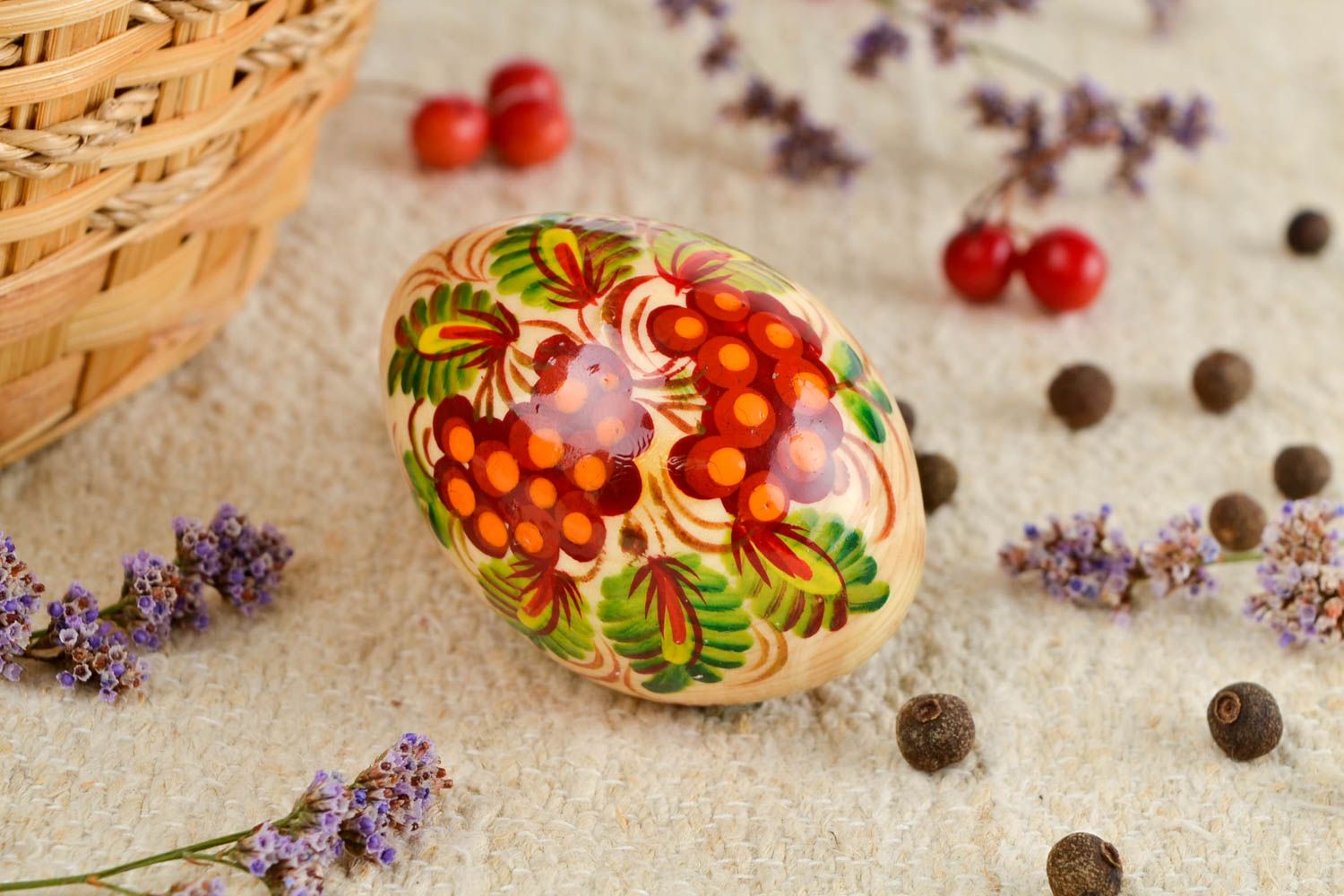 Unusual handmade Easter egg Easter decor painted wooden egg decorative use only photo 1