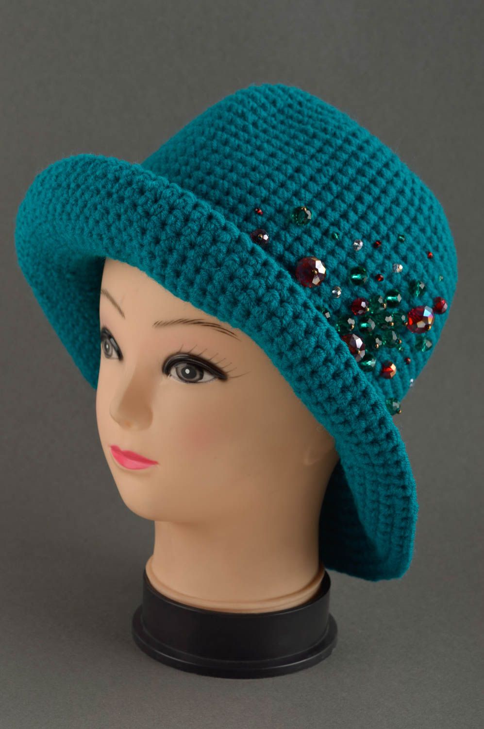 Handmade hat crocheted hat woolen hat for women gift ideas unusual headwear photo 1