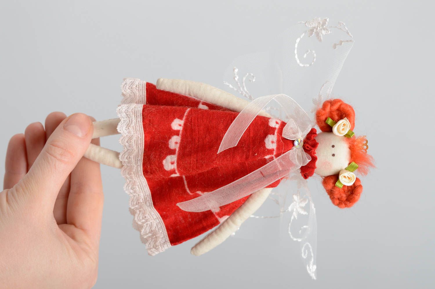 Déco en tissu à suspendre en forme d'ange en coton faite main poupée décorative photo 5