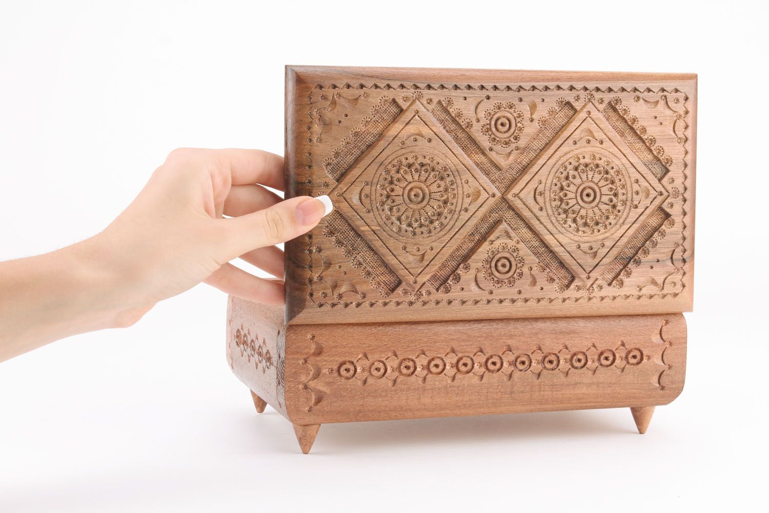 Carved wooden jewelry box photo 1