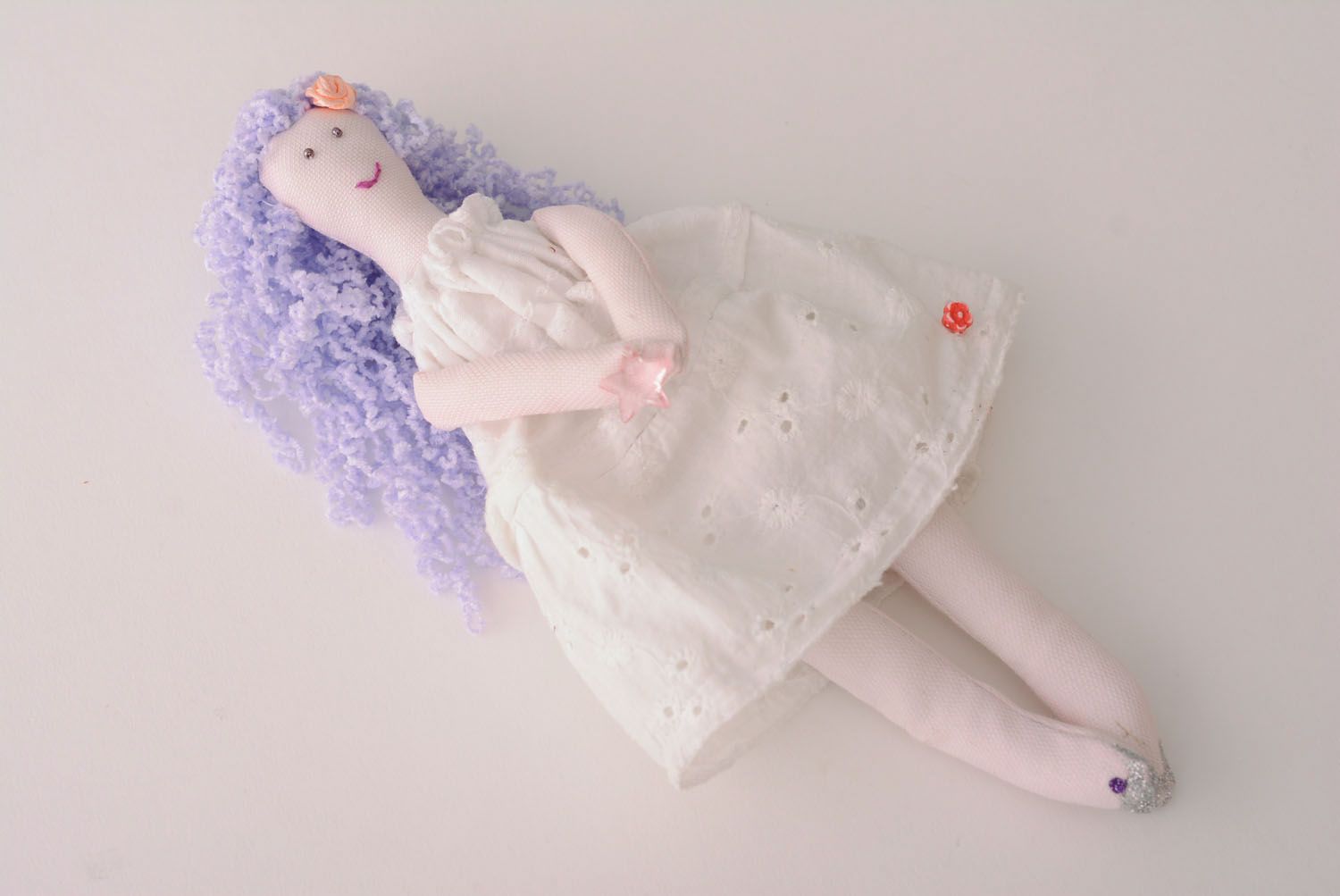 Fabric doll with violet hair photo 4