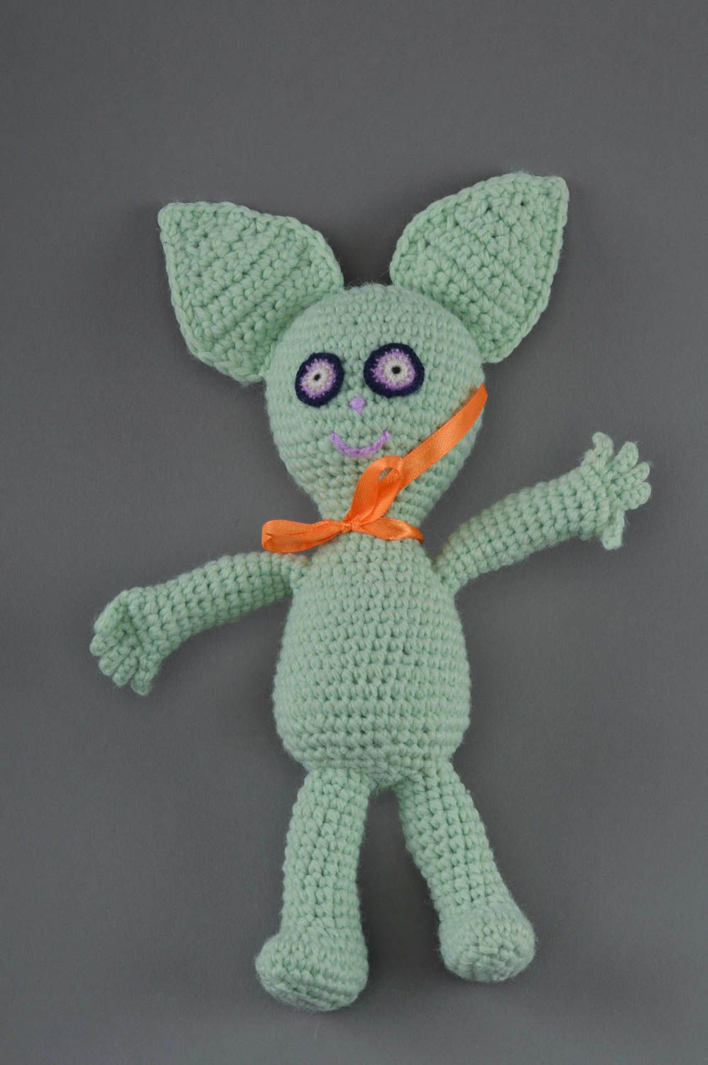 Funny handmade crocheted soft toy Alien soft doll present for children photo 1