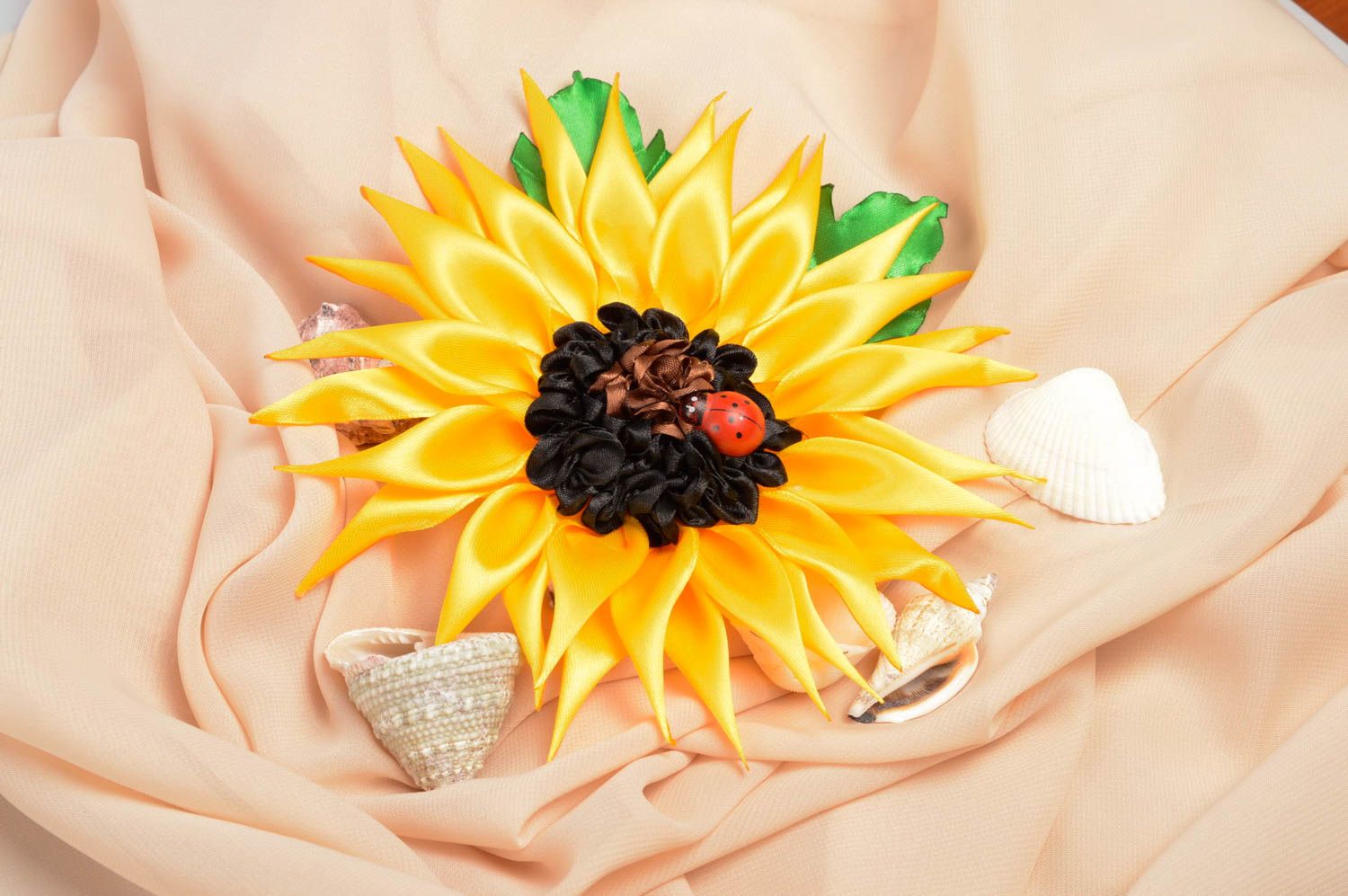 Яркое украшение ручной работы заколка с цветком подсолнуха аксессуар для волос фото 1