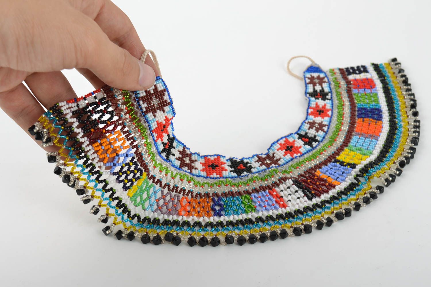 Handmade Collier aus Glasperlen farbenfroh bunt Sommer Halsschmuck Frauen foto 3