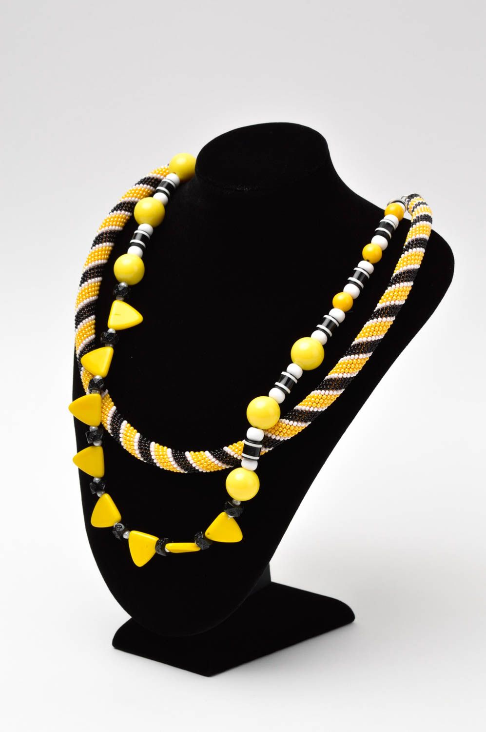 Handmade beaded cord necklace stylish designer necklace elegant accessory photo 1