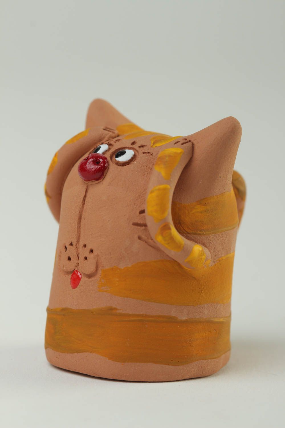 Statuette décorative Figurine fait main de chat amusant en argile Déco maison photo 2