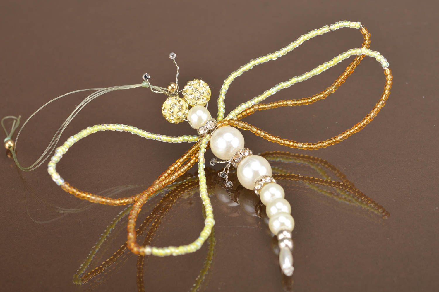 Colgante de abalorios decorativo artesanal accesorio con forma de libélula foto 5