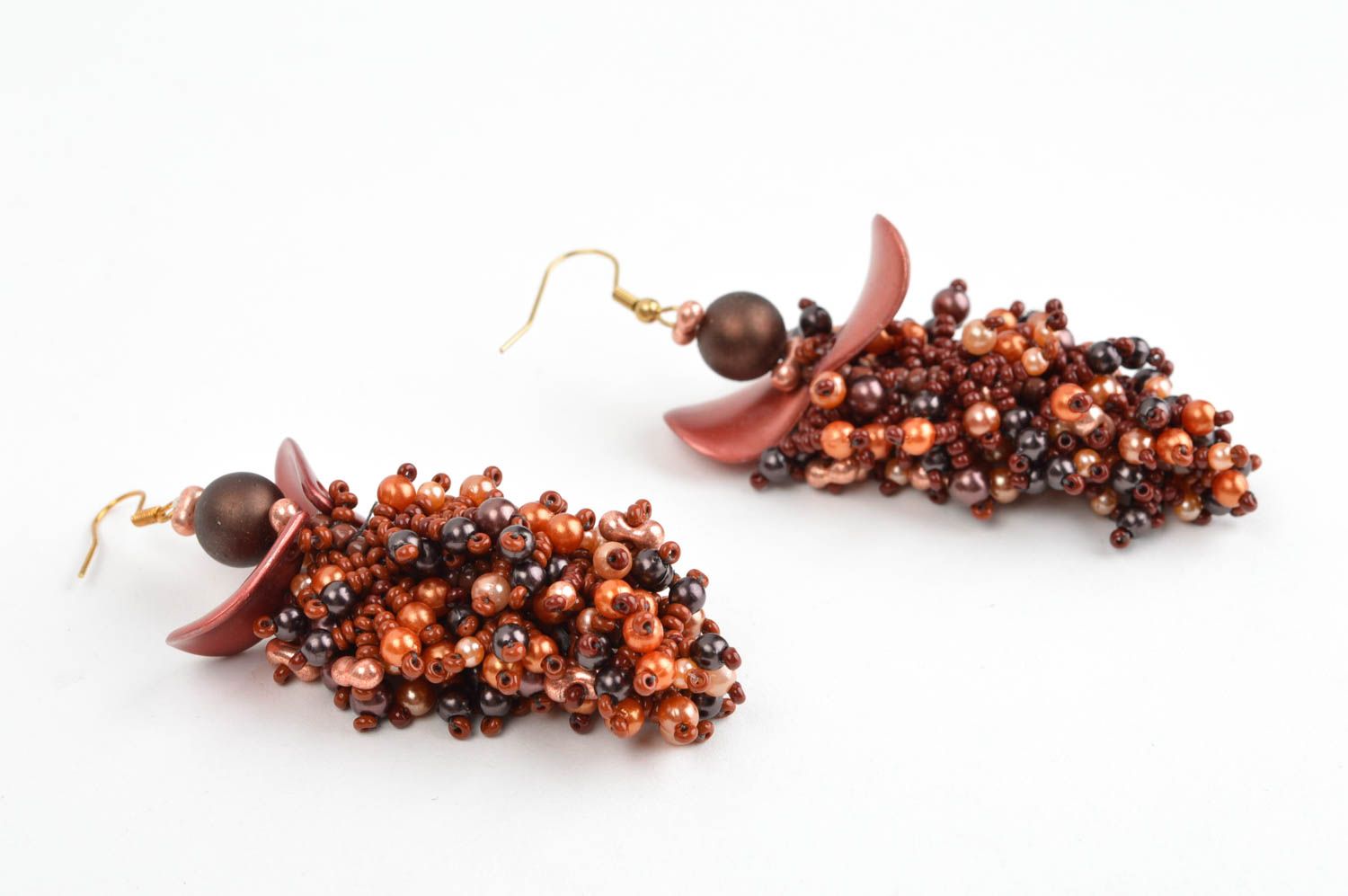 Handmade earrings beaded jewelry designer accessories dangling earrings photo 2