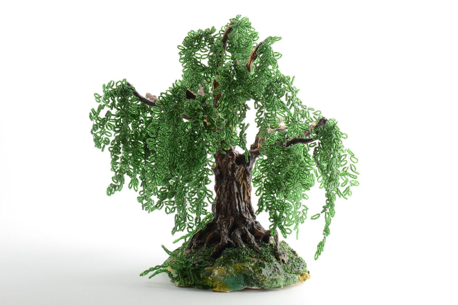 Handgemachter grüner gefärbter Glücksbaum aus Glasperlen für Interieur Dekoration foto 2