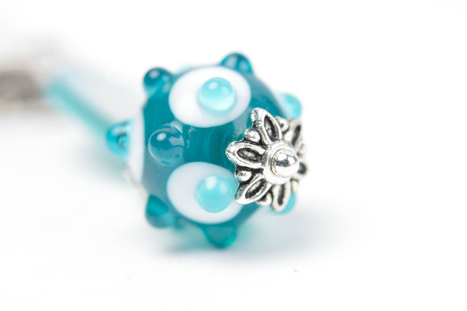 Unusual blue pendant handmade designer accessory designer pendant on chain photo 3