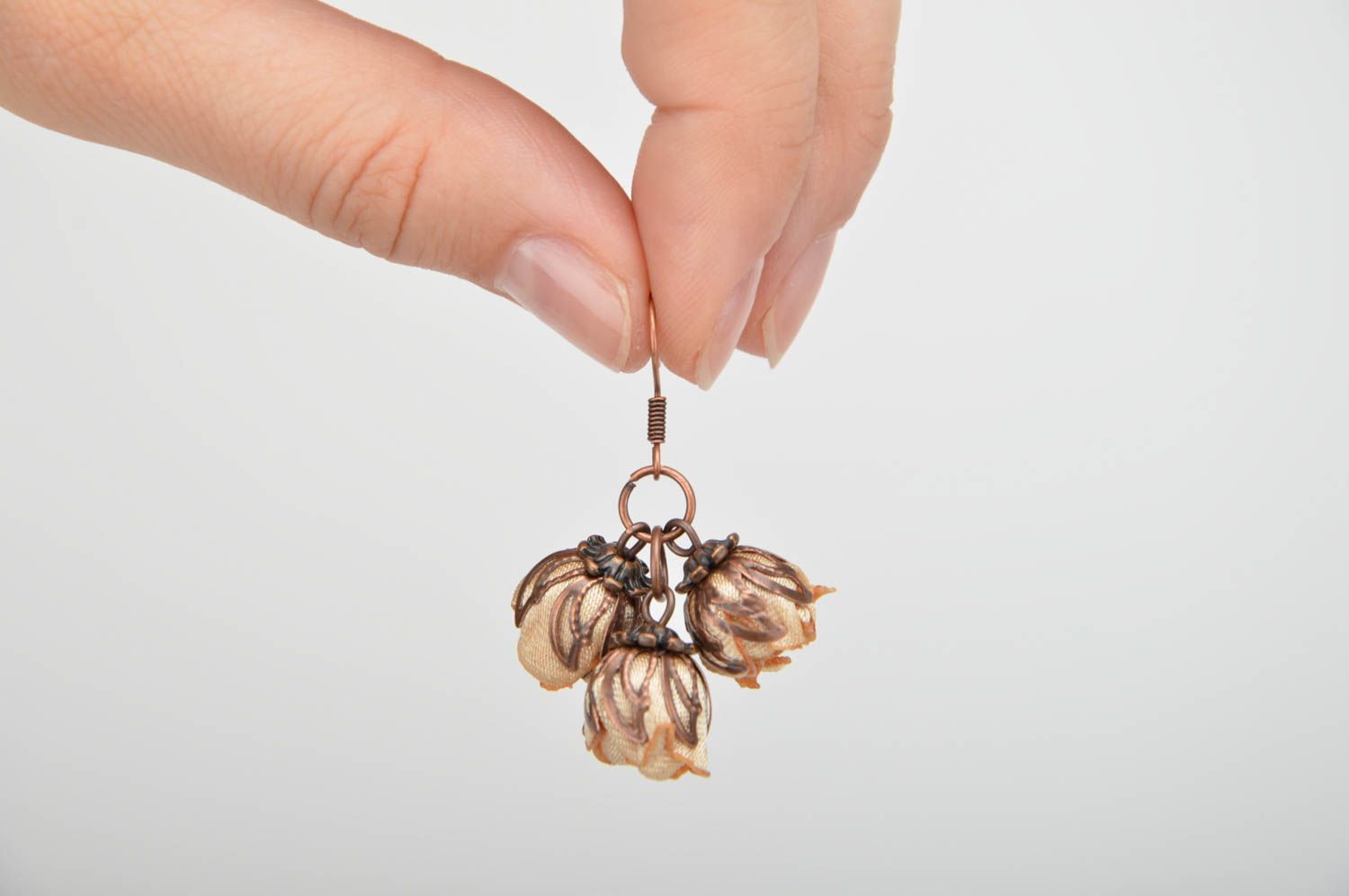 Handmade beautiful earrings stylish textile jewelry cute unusual earrings photo 2