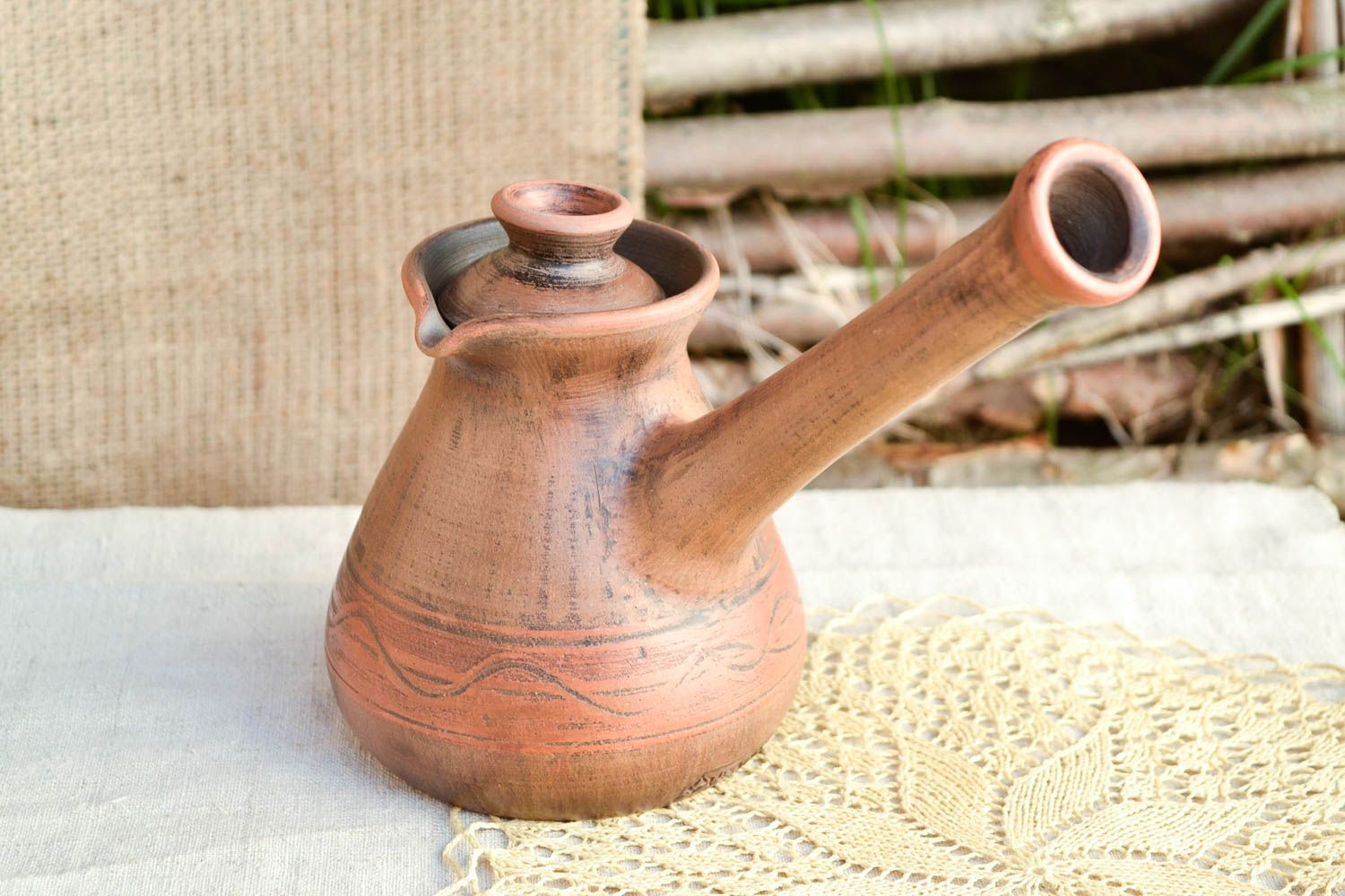 Cafetera turca de cerámica hecha a mano utensilio de cocina regalo original  foto 1
