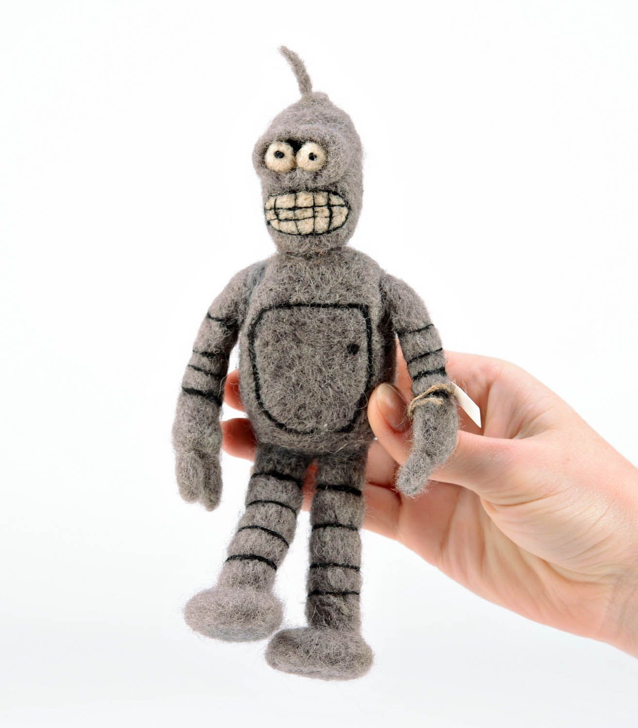 Brinquedo decorativo macio de lã artesanal Robot foto 2