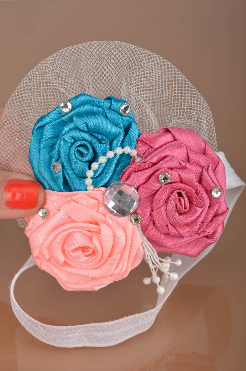 Handmade headband designer hair accessory unusual gift for girl flower headband photo 3