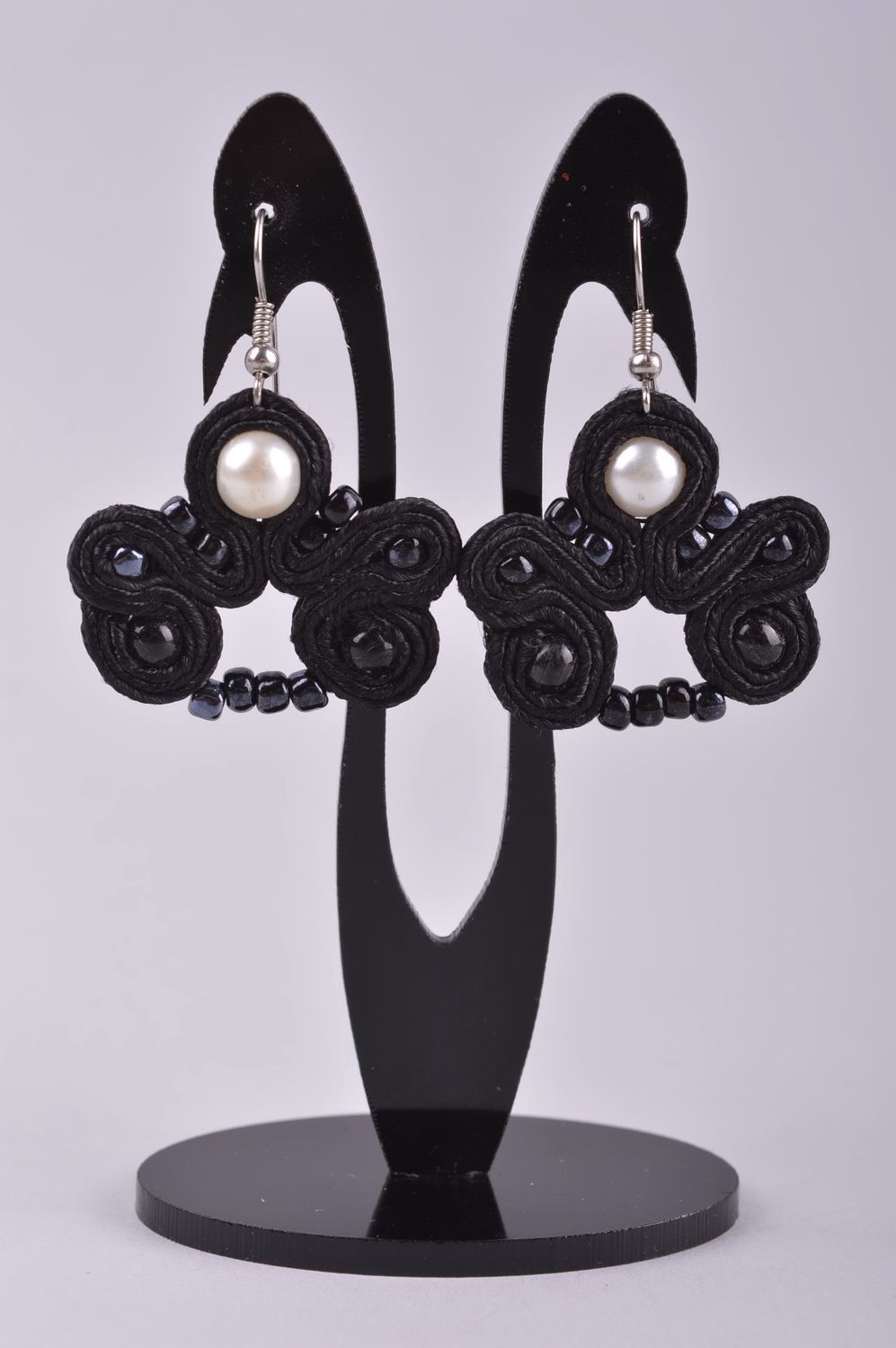 Handgemachter Mode Schmuck Soutache Ohrringe in Schwarz Ohrringe für Frauen foto 2