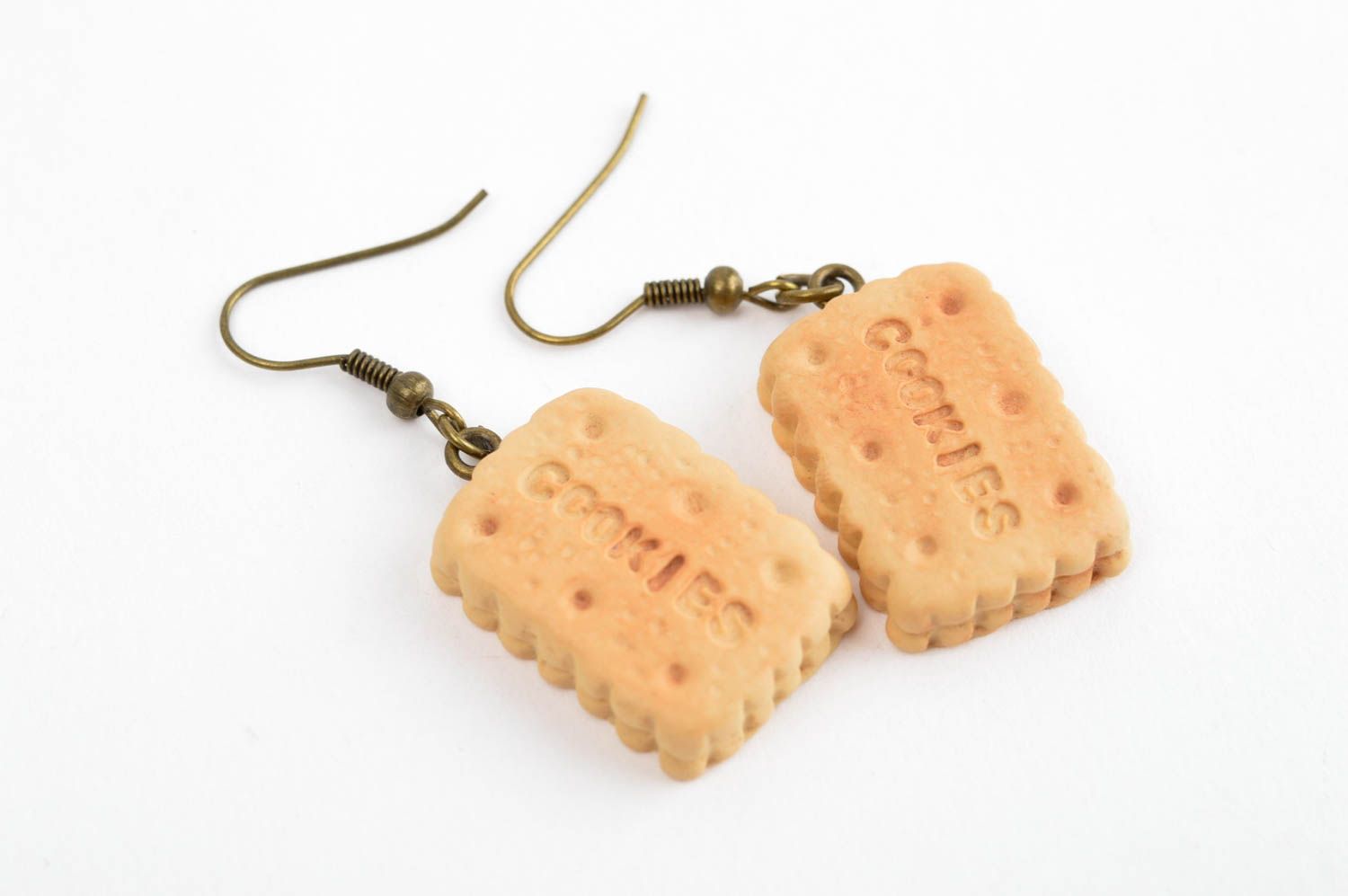 Orecchini biscotti in argilla polimerica fatti a mano accessorio originale 
 foto 3