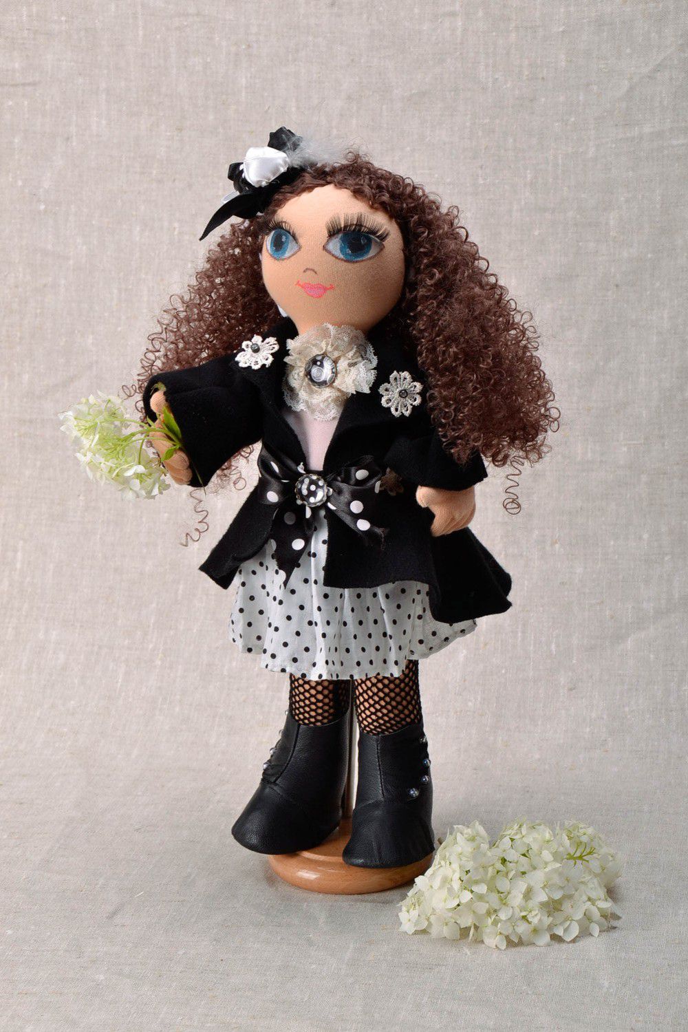 Soft doll in black with holder photo 5