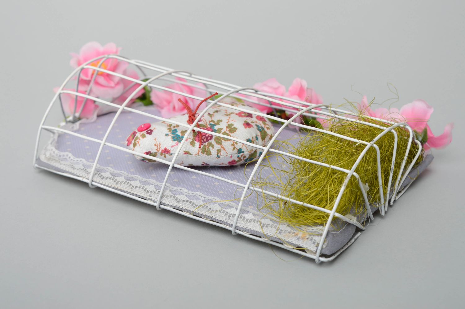 Handmade fabric toy Bird in Cage photo 5