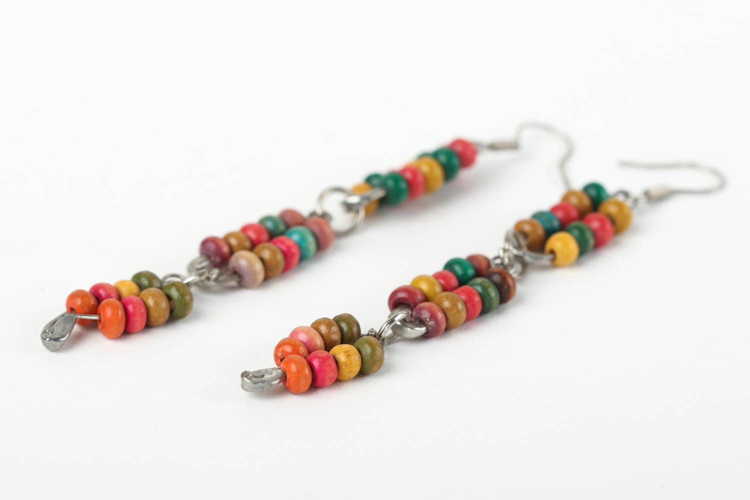 Handmade wooden earrings with charms colorful earrings long earrings gift photo 3