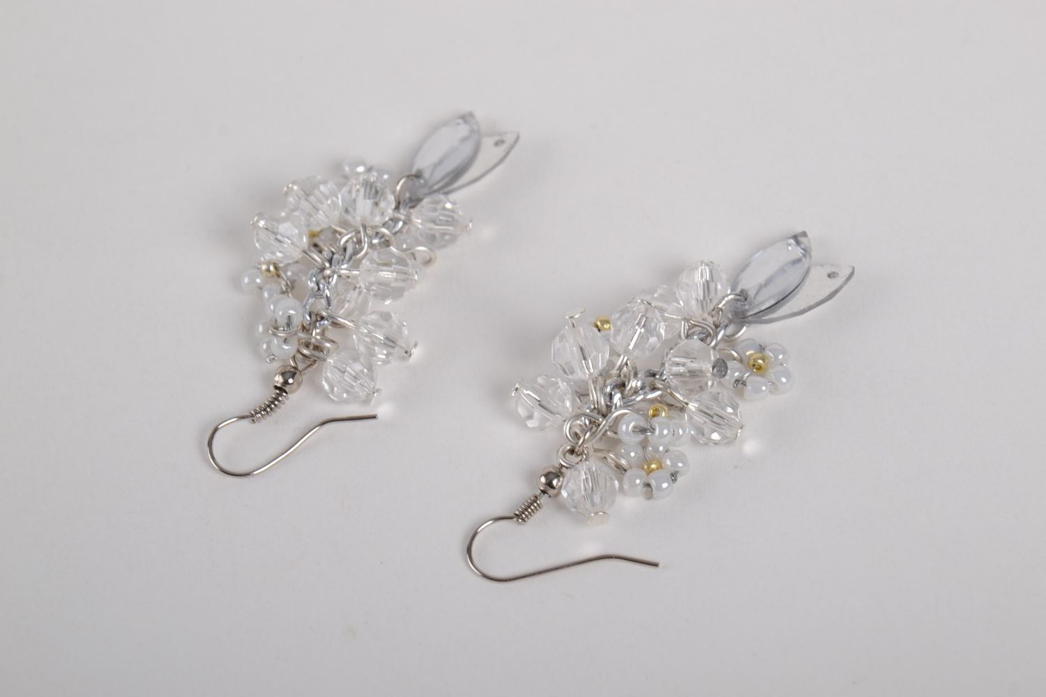 Handmade designer beaded earrings transparent earrings stylish jewelry photo 3