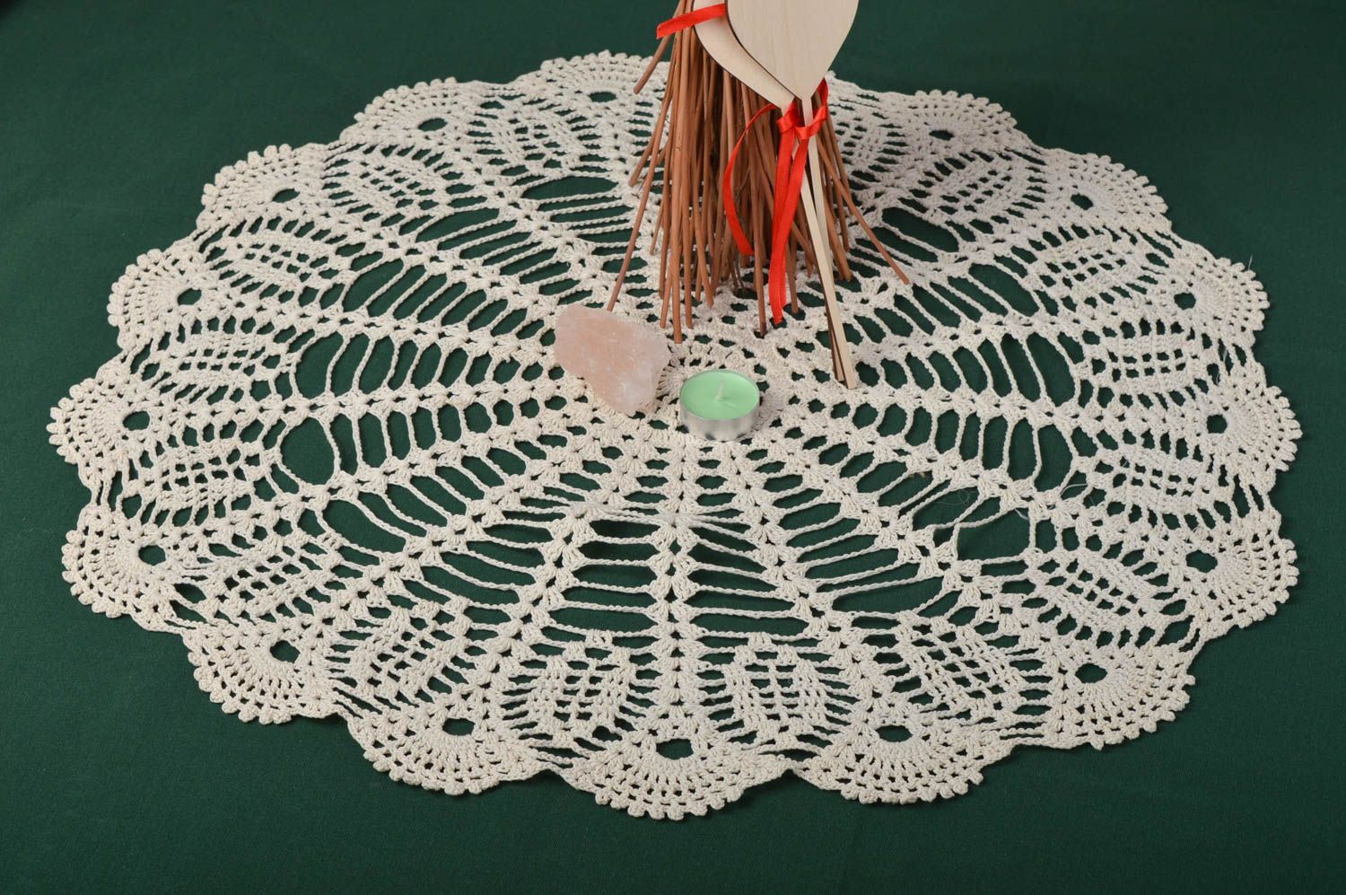 Handmade openwork napkin round crocheted napkin unusual decor ideas lace napkin  photo 1