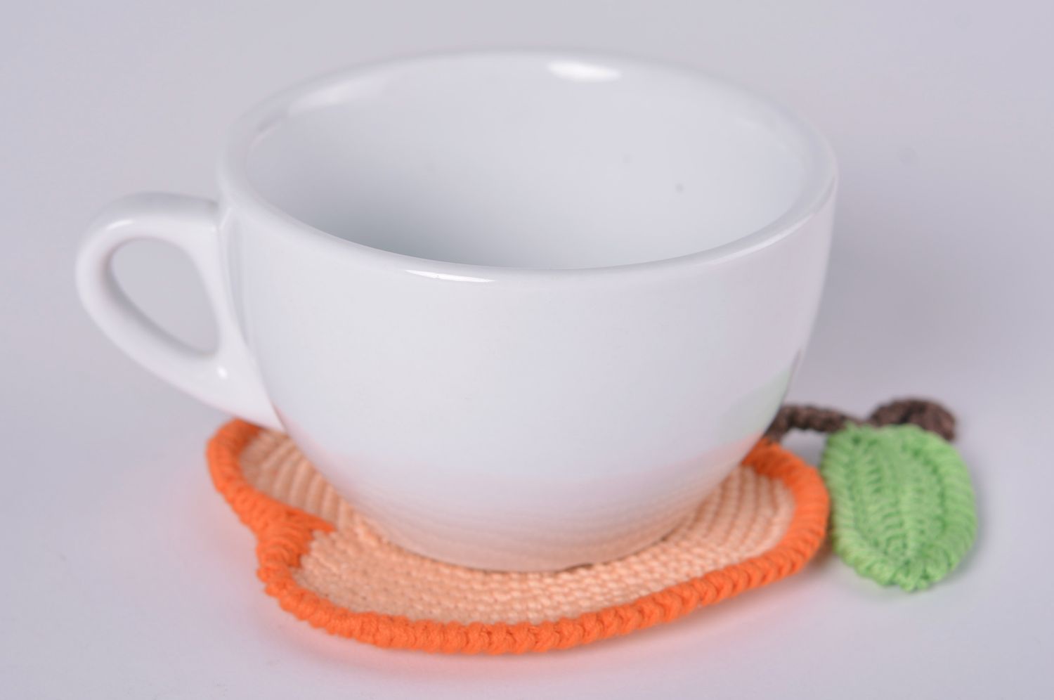 Dessous-de-verre au crochet faits main Accessoires cuisine orange ronds 5 pièces photo 2