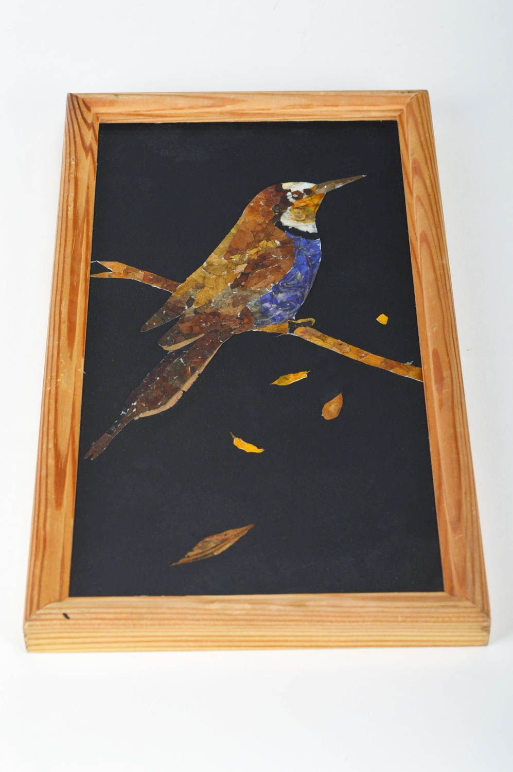 Cuadro moderno hecho a mano con pájaro regalo original decoración de interior foto 5