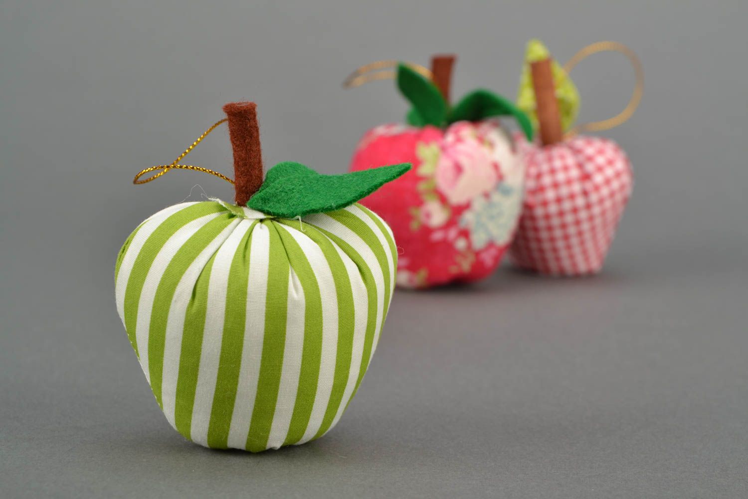 Handmade toy with eyelet Striped Apple photo 1