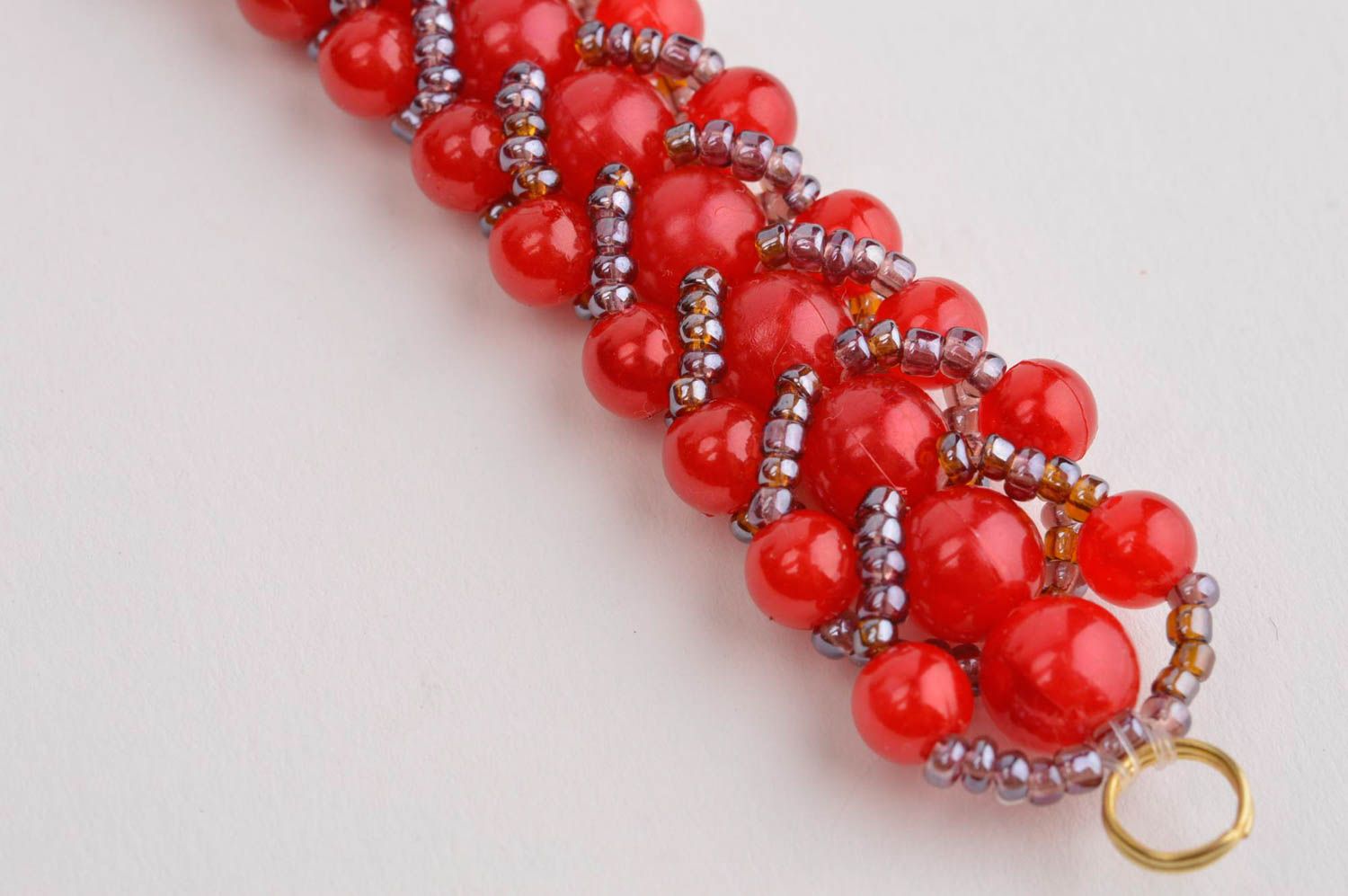 Красный браслет из бусин ручной работы модный браслет модная бижутерия фото 5