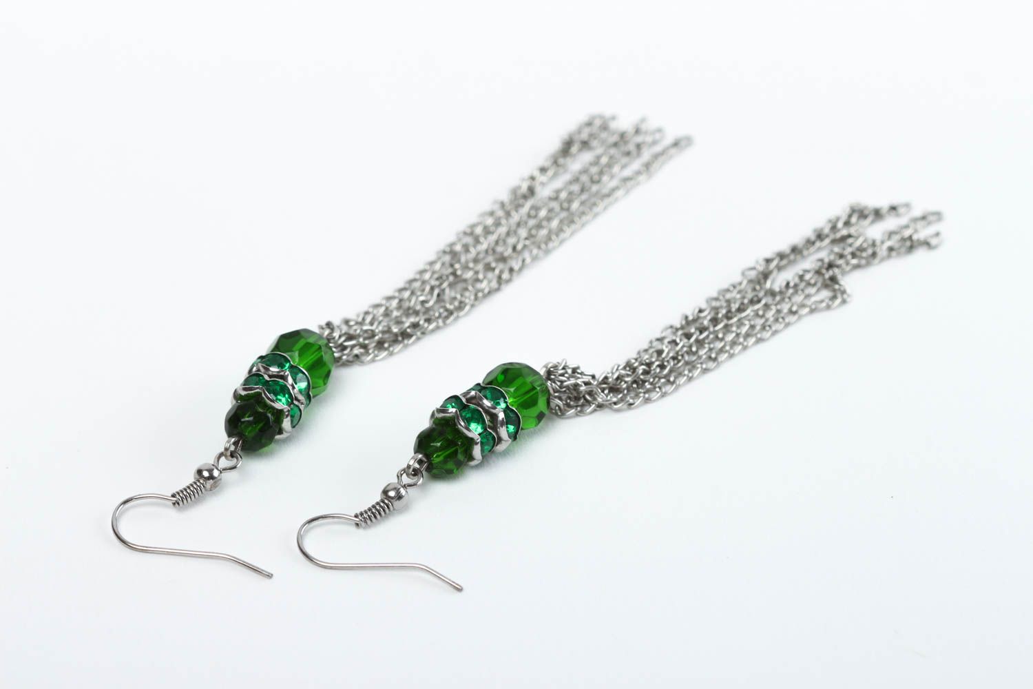 Handmade grüne Damen Ohrringe Designer Schmuck Accessoire für Frauen aus Steinen foto 4