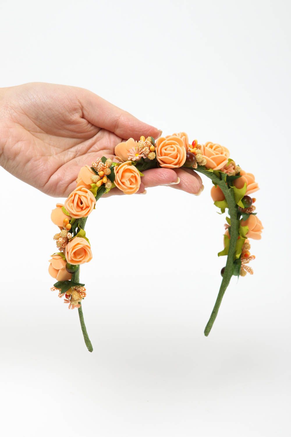 Handmade Haar Schmuck Geschenk für Mädchen Haarreif Blumen orange Haar Reif foto 5