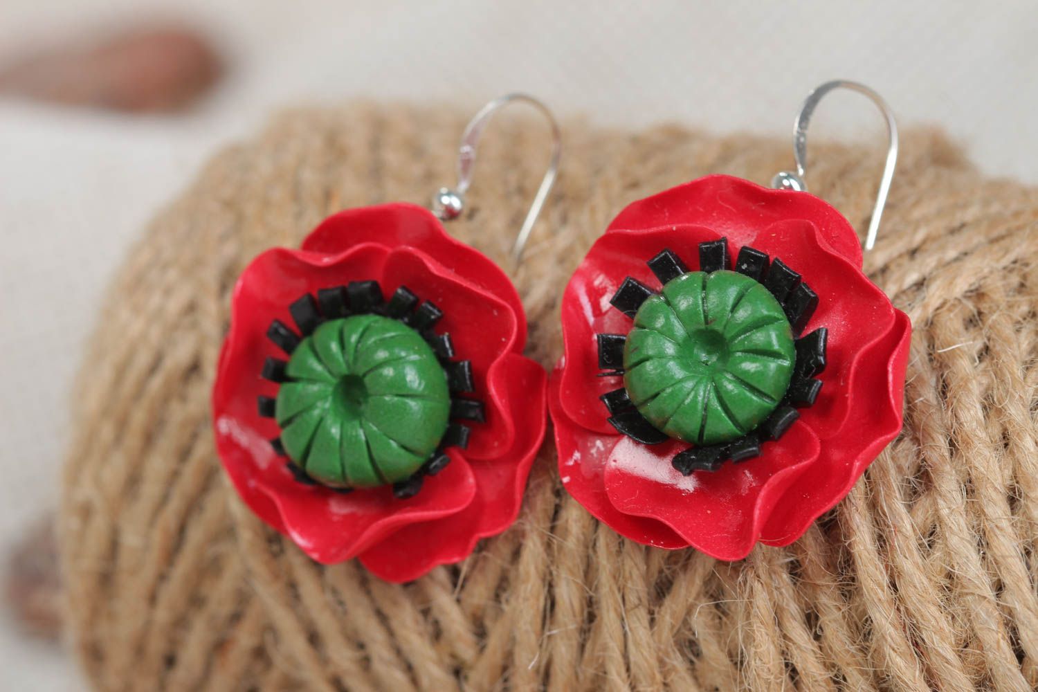 Beautiful cute handmade plastic flower earrings fashion accessories gift ideas photo 1