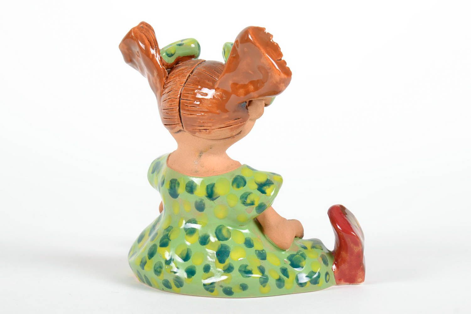 Figurine céramique Fille en robe verte photo 3
