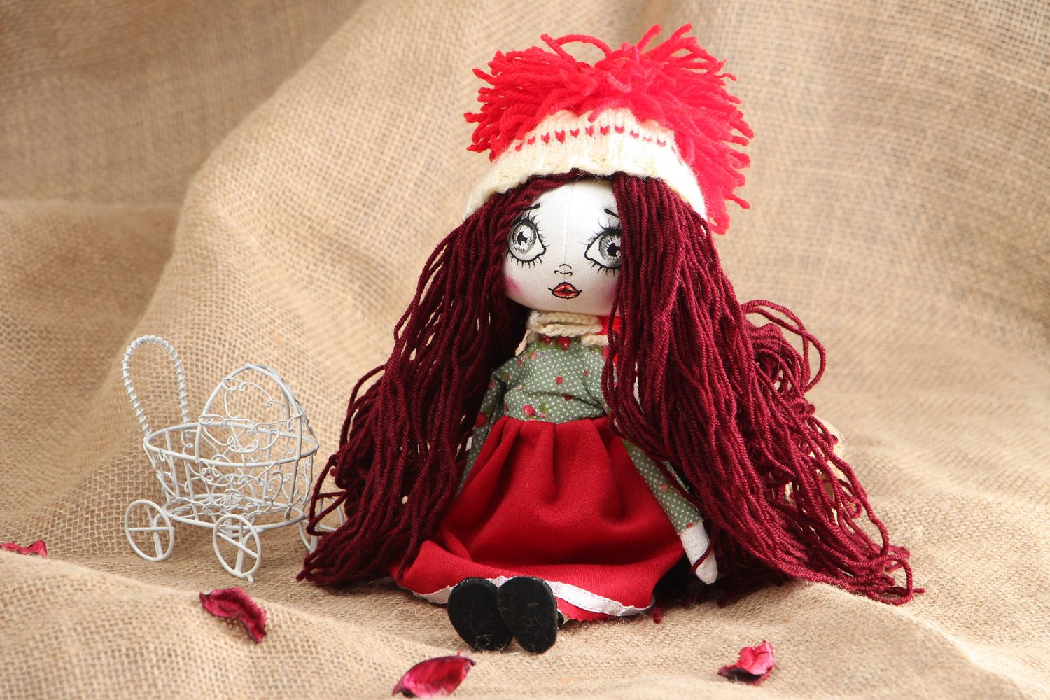 Handmade collectible fabric doll photo 5