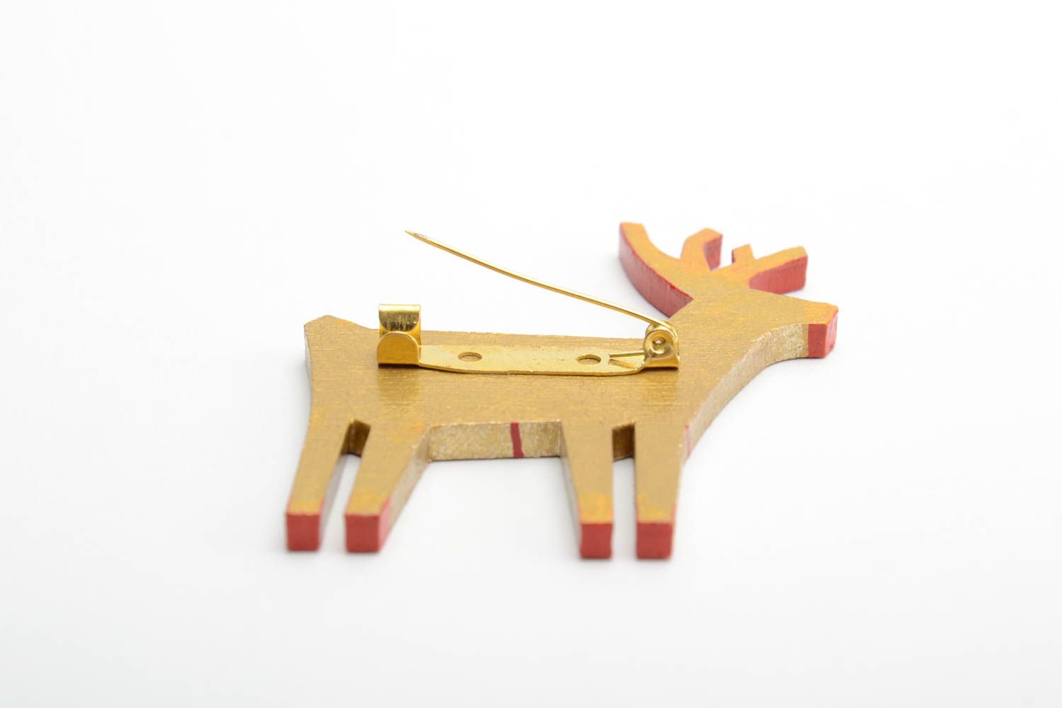 Bright brooch deer made of plywood handmade painted jewelry with acrylics photo 3
