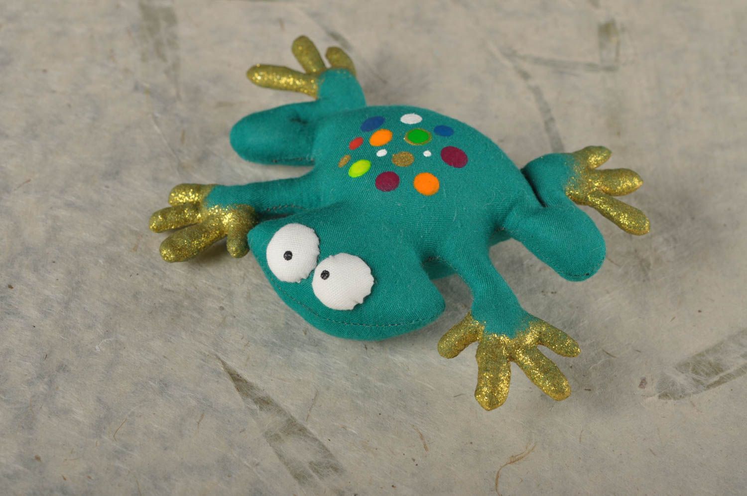 Kuscheltier Stoff handgemachter Stofftier Frosch schöne Kinder Spielsache lustig foto 1